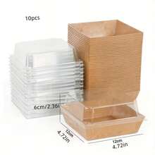 20个（20个盒子+20个盖子）棕色方形蛋糕盒，带盖，适用于三明治、面包、零食、饼干、水果蛋糕和瑞士卷。 - 棕色 - 查看 8