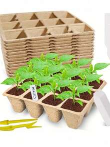 纸浆育苗杯和育苗盘，一次性圆形/方形纸浆杯，适用于多肉植物、扦插苗、兰花和其他植物 - A - 查看 7