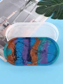 1pc/3pcs/6pcs Oval Crystal Epoxy Resin Coaster Mold, DIY Jewelry Earring Storage Tray Dish, Desktop Organizer Silicone Mold - Epoxy Resin Coaster Molds - View 6