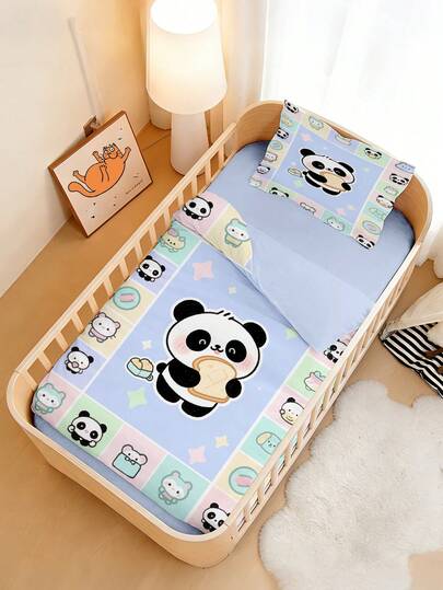 1 Set Of Baby Bedding, Panda Patterned Duvet Cover With Bread In Hand, Made Of Polyester Material, Digitally Printed, Multiple Sizes Reversible Duvet Cover, Suitable For Baby Gifts, Bedroom Decoration, Festivals, Seasons
