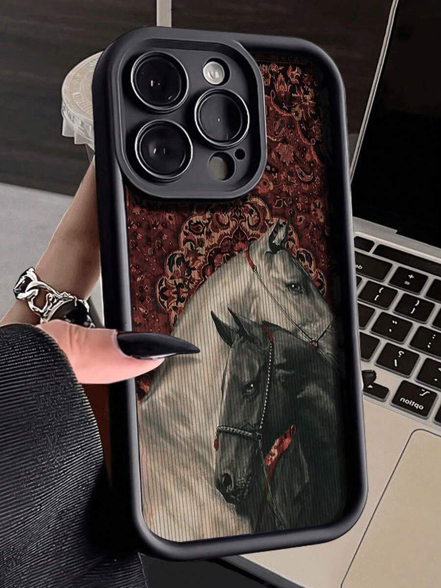 彩绘骏马雕刻加厚防摔印花手机壳，兼容 17/17 Pro/17 Pro Max、16/16 Pro/16 Pro Max、16 Plus、15 XR/7/8、15 Pro Max、12 Pro Max、13 Pro Max、14 Pro Max、13、14、11、12、14 Plus、Galaxy S23 Ultra、S24、A14、A15、S23、A73 等机型。 - 彩色 - 查看 1