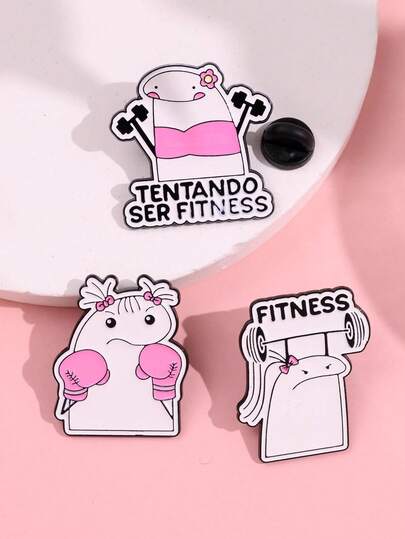 1件可爱、时尚、简约、百搭的运动幽灵系列哑铃造型胸针，男女皆宜，日常及派对饰品礼品