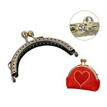 1 pieza Broche de bolso DIY de 8,5 cm de metal con marco semicircular grabado con cabeza de piedras preciosas - Bronce - Ver 5