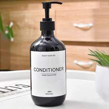 Set de 3 botellas rellenables de 500ml con cuello grueso de color marrón para champú, gel de baño y acondicionador - Negro - Ver 4