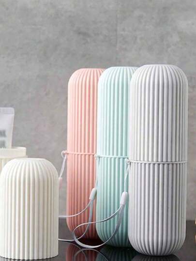 1 Set Multi-Function Toothbrush Cup, Portable Travel Toothbrush Storage Box, Toothbrush & Toothpaste Cup, Bathroom Rinse Cup Set, Makeup Brush Storage Box, Bathroom Accessories Set