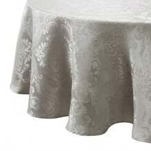 Home Fashions Caiden Elegance - Mantel de Tela Resistente al Agua a Las Manchas y a Las Arrugas Redondo de 70 Pulgadas Plateado - Pago - Ver 1