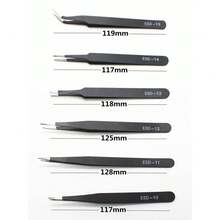 Bộ 6 nhíp chống tĩnh điện chính xác - Dụng cụ bằng thép không gỉ bền bỉ, thích hợp cho sửa chữa điện tử, làm mô hình thủ công, làm đồ trang sức DIY, dụng cụ làm đẹp lông mi. - nhíp - Xem 6