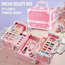 Children's Day Best Gift Washable Kids Makeup Kit For Little Girls - Real Cosmetic Play Set With Mirror, Case, And Beauty Dress-Up Toys, Perfect Birthday Gift - 粉色 - 查看 11