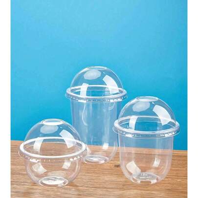 10/20/30/40pcs 250ml/360ml/500ml Round Mousse Cups With Lids, Cake And Party Food Containers, Plastic Containers With Lids, Suitable For Desserts, Cakes, Fruits, Living Room, Kitchen And Office, Weddings, Parties, Birthdays, Picnics And Bakeries, Fun And Practical Gifts, Suitable For Halloween Or Christmas Parties