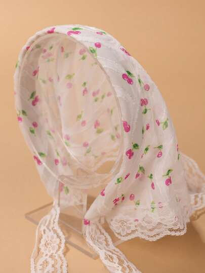1pc Countryside Floral Headband Scarf Set, Lace Headwrap With French Vibe For Summer Beach Hairband Hair Hoop