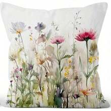 4pcs Colorful Wild Flower Watercolor Pattern Throw Pillow Covers, Suitable For Sofa, Bedroom, Car, 45x45cm Single-Sided - 4pcs - View 8