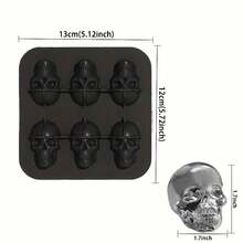 1个骷髅头硅胶冰模 - 大型3D冰块模具，柔韧硅胶冷冻托盘，威士忌冰块模具，骷髅头造型，适用于派对鸡尾酒、香槟和各种饮品 - 彩色 - 查看 8