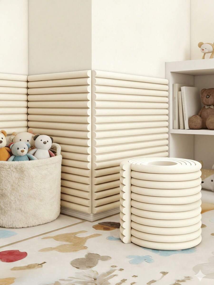 1 miếng chắn an toàn hình chữ W cho bé, dùng để trang trí tường, bảo vệ góc đồ nội thất, trang trí phòng trẻ em, đệm xốp mềm, có thể cắt tỉa. - Nhiều màu - Xem 1