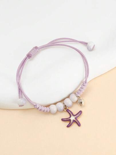 1pc Adjustable Woven Starfish Bracelet, Versatile Daily Wear, Friendship Gift For Women