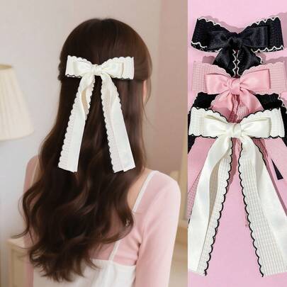 1pc Women's Elegant Elegant Double-Layer Bowknot Ribbon Hair Clip, Literary And Artistic Gentle Fashion High-End Hair Accessory