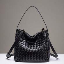 Luxury Woven Faux Leather Hobo Bag For Women, Adjustable Strap Crossbody Shoulder Bag, Fashion Handbag For Commute & Dating - Multicolor - View 2
