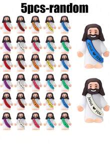 5/15/25pcs Set - Mini Jesus Doll Original Design, Saying "Jesus Loves You", Rubber Toy Great For Hide-And-Seek, Suitable As Easter Religious Party Gift Or Sunday School Baptism Gift - A - View 15
