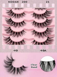 Pairs Brown Faux Mink Eyelashes, Transparent Stem, Fine & Thick Eye Makeup, Fluffy & Natural, Transparent Stem, 3D Curly, Full Strip Lashes, Eyelash Extensions, False Eyelashes, Lashes - Criss Cross Lashes 4 - View 7
