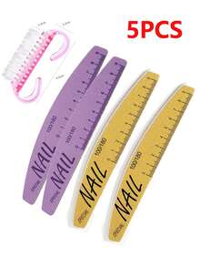 5PCS Nail File/Buffing Tool Is Durable, Won't Shed Sand, And Is A Double-Sided Polishing Sponge Tool Specifically For Nail Shaping. It's Washable And Features Nail Shape Guides And Markings - Multicolor - View 7