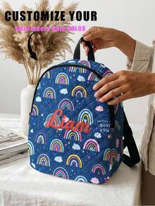 Customized Embroidered Rhombus Backpack, Personalized College Backpack, Travel Backpack, School Backpack, Laptop Bag, Custom Backpack, Casual & Fashionable - Multicolor - View 5