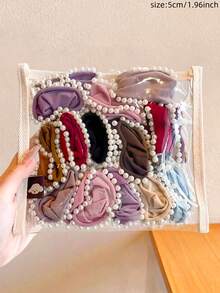 5/10/15pcs/Set Lazos para el cabello huecos multicolor - Adecuados para niñas y mujeres, material de malla suave con colores macaron frescos, aplicables para salidas diarias, vida universitaria, trayectos al trabajo y talla grande escenas, añade fácilmente elegancia dulce y simple a tu peinado - Multicolor - Ver 3