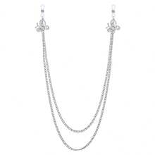 1件装性感橡胶吊坠多款式假乳环，可调节双链设计，适合女性日常佩戴和派对穿着 - 銀色 - 查看 6