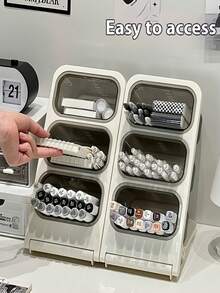 Large Capacity Desktop Organizer Rack - Wall-Mounted Pen Holder Suitable For Markers And Ballpoint Pens | Exquisite Plastic Construction, Ideal For Students And Office Use - View 3