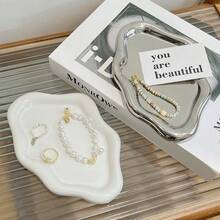 1 Piece Elegant Floral Design Jewelry Tray - Ideal For Watches, Rings And Bracelets, Perfect Gift For Birthdays, Parties And Anniversaries, Jewelry Gift Box - PP Plastic, Makeup Bag, Travel Essential - Multicolor - View 3