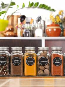 5 Sheets, 180pcs Total Round Spice Label Stickers, Writable & Erasable, Suitable For Kitchen Spice Jars, Food Containers, Spice Storage Box Lids - Multicolor - View 3