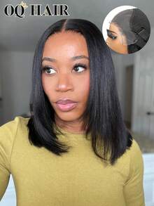 OQ 13x4 Lace Front Wig, Upgraded Straight Bob Wig, 180% Density, 8-16 Inch Pre-Plucked Hairline Lace Front Wig, Natural Color, 100% Human Hair, Glueless, No Glue, No Decoration, Halloween Wig, Christmas Wig, Y2K Style Wig, Christmas Gift, Women Hair Accessory, 100% Human Hair, Daily Wear, Fast Shipping - SNatural - View 1