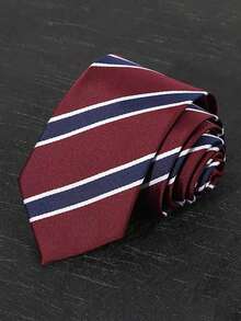 1pc Women's Classic JK Striped Necktie, Burgundy School Uniform Shirt Accessory, Suitable For Students, Teens, Cosplay Parties, Street Photography And Daily Wear - Burgundy - View 6