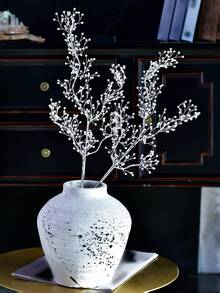 1pc Exquisite Crystal-Like Floral Branch, Handmade Beaded Artificial Flower, Creative Flower Arrangement, Suitable For Mother's Day Gift, Vase Filler, Holiday Party, Home Decor - Silver - View 5