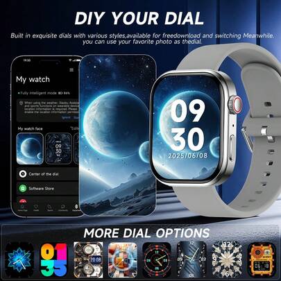 Unisex Smart Watch With Wireless Calling & Message Alerts, Pedometer, Calorie, Distance Tracking, Multi-Sport Modes, Music Control, Remote Camera, Alarm, Metal Case & Silicone Strap, 180mAh Battery, USB Charging, Multi-Function Smart Watch For Smartphones, Holiday Gift