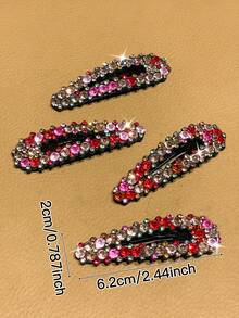 2/4/6/8/10/12 Stück Damen Luxus bunte Strass Haarspangen, BB-Clips, Pony-Clips, Seiten-Clips, Vintage eleganter Stil, Damen Haaraccessoires, geeignet für tägliche Lässig, Ausflüge, Einkaufen, Partys, Dates. - Verschiedenfarbig - Übersicht 6