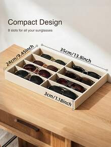 时尚眼镜收纳托盘、眼镜展示盒、抽屉整理盒、可堆叠展示柜，可收纳耳环、项链、手镯、戒指、发夹、发圈等饰品，内衬柔软防刮，适用于标准尺寸抽屉 - 彩色 - 查看 10