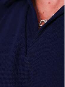 Italian Polo Shirt Made Of Knit Fabric With Elastane. - 藏蓝色 - 查看 5