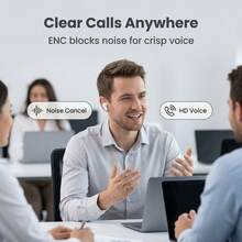 VLDCO V5.3蓝牙耳机，具备ENC降噪功能、强劲低音立体声、24小时超长续航、180mAh电池、轻巧入耳式设计、免提通话功能，兼容所有智能手机 - 查看 4