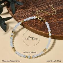 1pc Bohemian Style Natural Green Agate Sunstone 3mm Faceted Round Bead Bracelet, Suitable For Women's Daily Wear And An Excellent Gift Choice For Holidays - 17cm,3mm - View 22