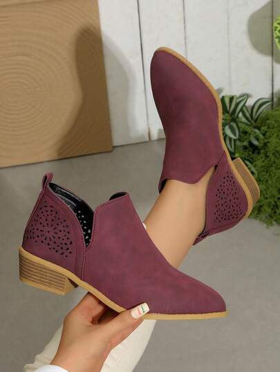 Women's Minimalist Solid Color Hollow-Out Casual Classic European And American Bestselling Boots, Suitable For Holidays, All Seasons, Outdoor, Fashion, Slippers, Sandals