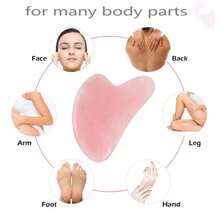 Rose Pink Gua Sha Massage Board Jade Face Massager Tool For Face Neck Back Body - Pink - View 3