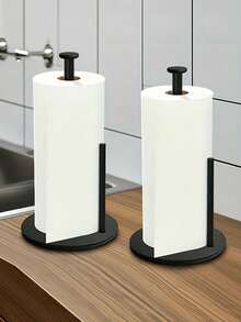 1个银色厨房纸巾架，台面纸巾盒，不锈钢纸巾架带加重底座，耐用台面收纳架，节省空间纸巾架，壁挂式收纳，现代厨房配件，耐用厨房用品，壁挂式分配器，厨房收纳配件 - 彩色 - 查看 2