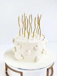 6pcs/12pcs Gold Curved Candles For Birthday, Anniversary, 1st Birthday Party Cake Decor - Gold - View 11