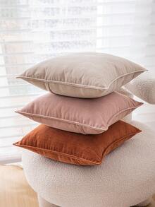 1 chiếc vỏ gối trang trí vuông bản rộng, chất liệu chenille màu xanh lá cây, họa tiết xương cá, phong cách Bohemian, mềm mại và dày dặn, phù hợp cho ghế sofa, phòng khách, phòng ngủ, mọi mùa. - Màu xanh đuôi chuột - Xem 4