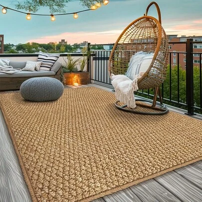 1 pezzo Tappeto da esterno in tessuto lavato con motivo a ananas, tono marrone caldo, tappeto pratico per patio, ingresso, balcone, terrazza, adatto per tutte le stagioni