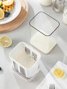 Meoky Colador de yogur reutilizable con malla súper fina y tapa - Filtro multiusos para yogur, queso y leche de soja, fácil de limpiar, adecuado para uso doméstico y de restaurante - Blanco - Ver 9