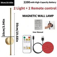 Đèn LED dây 2 trong 1 có thể điều chỉnh độ sáng, điều khiển từ xa và cảm ứng, đèn ngủ LED không dây, nhiệt độ màu 3000K-6000K, đèn tường chạy bằng pin với cổng Type-C, thích hợp cho phòng ngủ, hành lang. - Nhiều màu - Xem 9