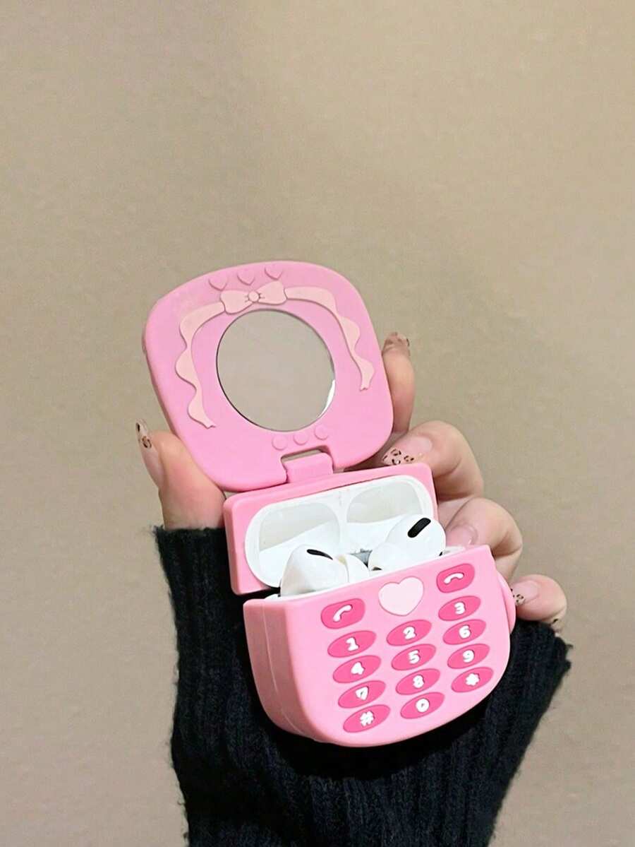 柔软硅胶可爱粉色苹果蓝牙耳机保护套，兼容 1/2/Pro/3/Pro（第二代） - 粉色 - 查看 1