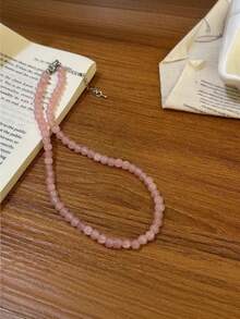 1 件精致蓝色海珠和锆石项链，独特设计简约颈链，适合女性日常或节日佩戴 - 淺藍色 - 查看 13