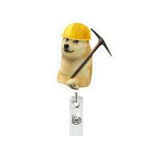 1个趣味狗狗头亚克力徽章夹，可伸缩卷轴，鳄鱼夹，易拉式 - a - 查看 16