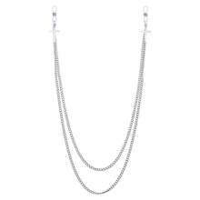 1件装性感橡胶吊坠多款式假乳环，可调节双链设计，适合女性日常佩戴和派对穿着 - 銀色 - 查看 7